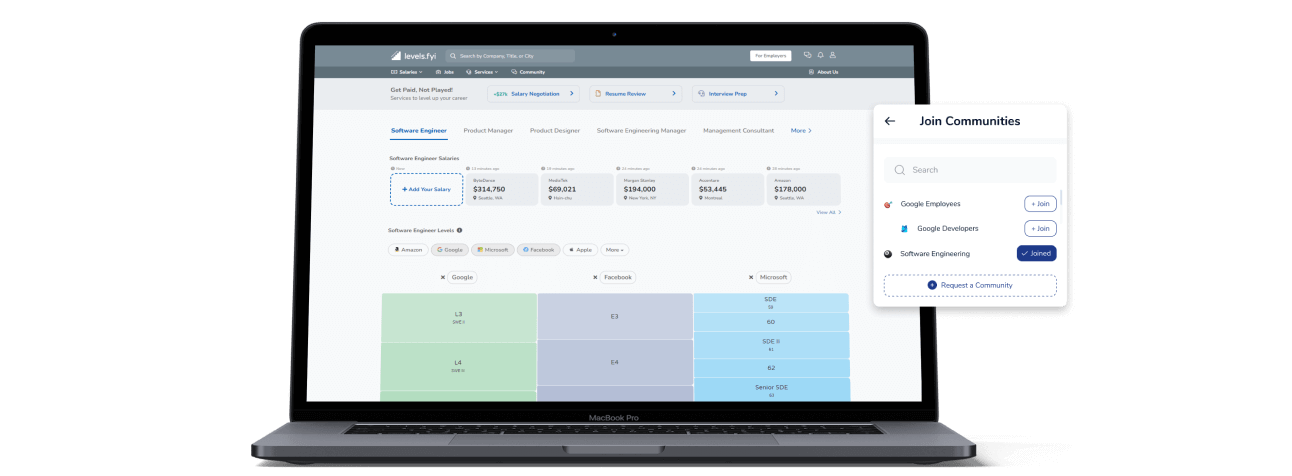 Levels.fyi job search platform on iOS Android and Web 
