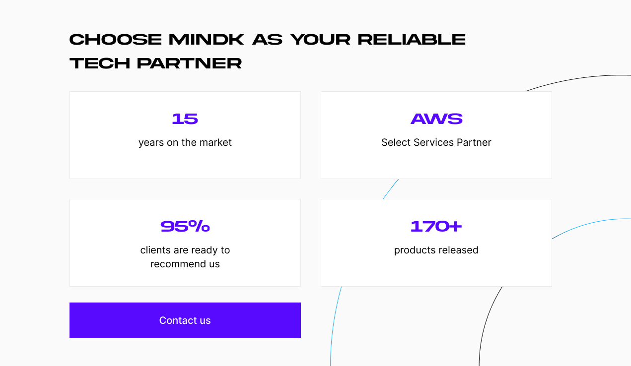 choose Mindk as your reliable tech partner CTA banner