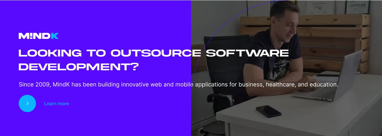 banner depicting MindK as a software development outsourcing company